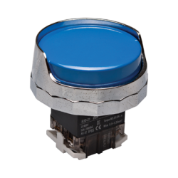 30mm Momentary, Push button, 65mm metal Half guard head, IP65, 1NO 1NC, Blue