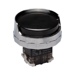 30mm Momentary, Push button, 65mm Half metal guard head, IP65, 1NO 1NC, Black