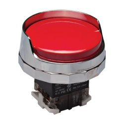 30mm Momentary, Push button, 65mm Metal Half guard head, IP65, 1NO 1NC, Red
