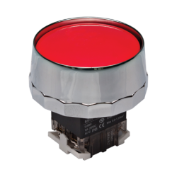 30mm Momentary Push button, 65mm Metal Full guard head, IP65, 1NO 1NC, Red