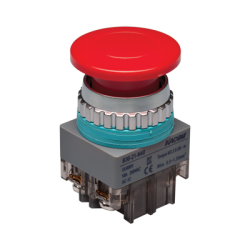30mm Momentary Push button, 40mm Mushroom head, IP63, 1NO 1NC, Red
