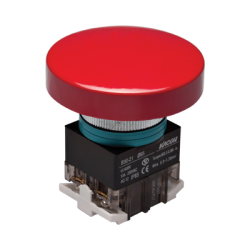 30mm Momentary Push button, 65mm Mushroom head, IP65, 1NO 1NC, Red