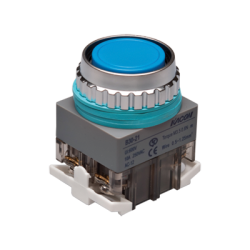 30mm Momentary Push button, Round head, IP63, 1NO 1NC, Blue