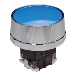 30mm Momentary Push button, 65mm Metal Full guard head, IP65, 1NO 1NC, Blue