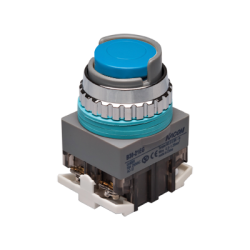 30mm Momentary Push button, Half Guard head, IP63, 1NO 1NC, Blue