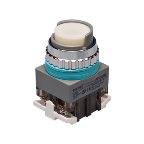 30mm Momentary Push button, Half Guard head, IP63, 1NO 1NC, White