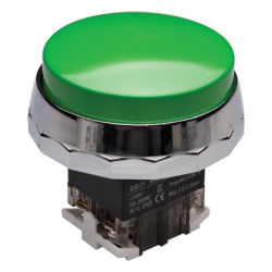 30mm Momentary Push button, 65mm Extended head, IP65, 1NO 1NC, Green