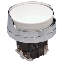 30mm Momentary, Push button, 65mm Half guard head, IP65, 1NO 1NC, White