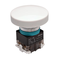 30mm Momentary Push button, 65mm Mushroom head, IP65, 1NO 1NC, White
