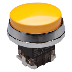 30mm Momentary Push button, 65mm Extended head, IP65, 1NO 1NC, Yellow