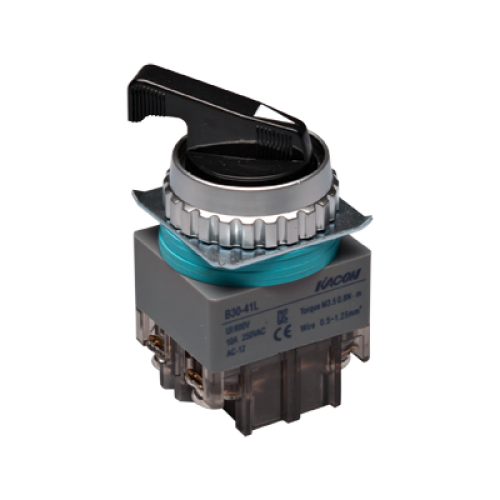 30mm 2 step Selector Switch, Long lever, IP63, 1NO 1NC