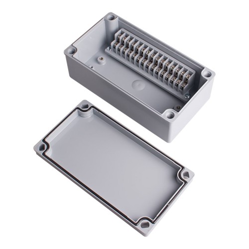 Terminal box, 15pins stair type, ABS material, Grayish Blue Color, 3.94 x 7.28 x 2.76" size, IP67 [Old# BC-AB-15PT, BC-AGB-15PT]