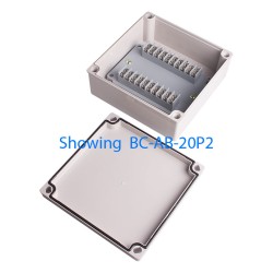 Terminal box, 20pins flat 2 line, ABS material, Grayish Blue color, 6.3 x 6.3 x 2.76" size, IP67 [Old# BC-AB-20P-2, BC-AGB-20P2]