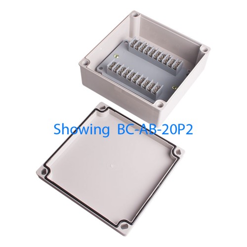 Terminal box, 20pins flat 2 line, ABS material, Grayish Blue color, 6.3 x 6.3 x 2.76" size, IP67 [Old# BC-AB-20P-2, BC-AGB-20P2]