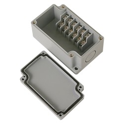 Terminal box, 6pins stair type, 2 x 21mm Knockouts, ABS material, Grayish Blue Color, 2.17 x 3.58 x 1.69" size, IP67 [Old# BC-AB-6PH, BC-AGB-6PH]