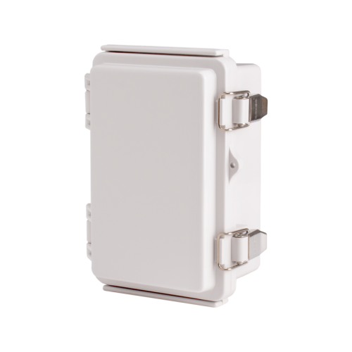 Plastic Enclosure, ABS, Gray color, P type for molded hinge & stainless steel latch, W3.94 x L5.91 x D2.76" size, IP67