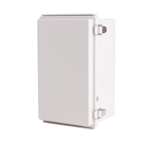 Plastic Enclosure, ABS, Gray color, P type for molded hinge & stainless steel latch, W6.30 x L10.24 x D5.12" size, IP67