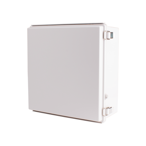 Plastic Enclosure, ABS, Gray color, P type for molded hinge & stainless steel latch, W13.78 x L13.78 x D5.91" size, IP67