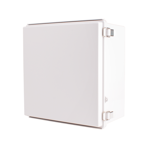 Plastic Enclosure, ABS, Gray color, P type for molded hinge & stainless steel latch, W13.78 x L13.78 x D7.09" size, IP67