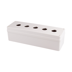 Switch Box, Ø22mm 5 switch holes, W80 x L250 x H70mm, Lift-Off Screw Cover, ABS Gray