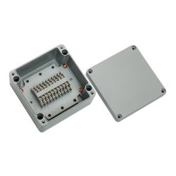 Aluminum terminal box, 20pins 2 line stair type, 6.30x 6.30x3.54" size, IP67