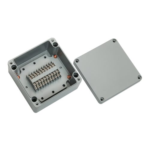 Aluminum terminal box, 20pins 2 line stair type, 6.30x 6.30x3.54" size, IP67