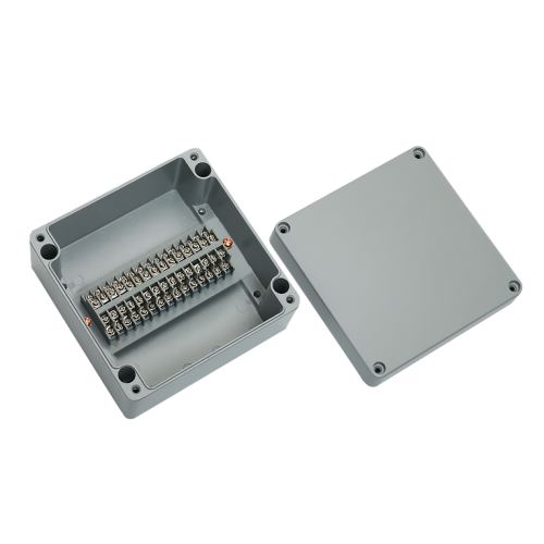 Aluminum terminal box, 30pins 2 line stair type, 7.09 x 7.09 x 3.94" size, IP67
