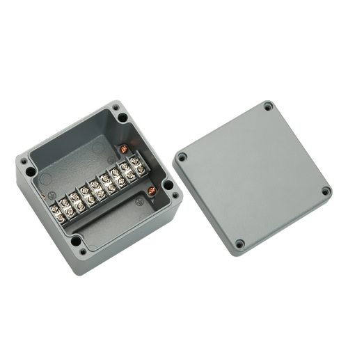 Aluminum terminal box, 9pins flat type, 3.94 x 3.94 x 3.15" size, IP67