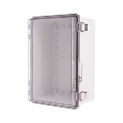 Plastic Enclosure, ABS gray body & PC clear cover, P type for molded hinge & stainless steel latch, W7.87 x L11.81 x D5.91" size, IP67