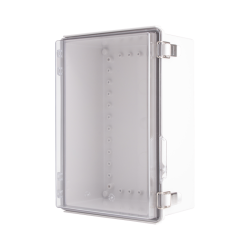 Plastic Enclosure, ABS gray body & PC clear cover, P type for molded hinge & stainless steel latch, W9.84 x L13.78 x D5.91" size, IP67