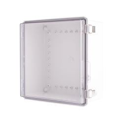 Plastic Enclosure, ABS gray body & PC clear cover, P type for molded hinge & stainless steel latch, W11.81 x L11.81 x D5.91" size, IP67