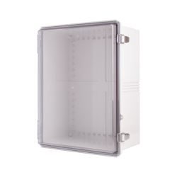 Plastic Enclosure, ABS gray body & PC clear cover, P type for molded hinge & stainless steel latch, W13.78 x L17.72 x D7.87" size, IP67