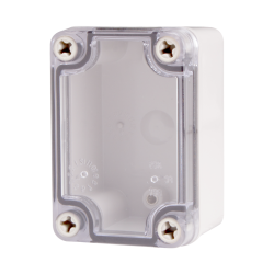 Plastic Enclosure, ABS gray body & PC clear cover, S type for Lift-off screw cover, W2.56 x L3.74 x D2.17" size, IP67