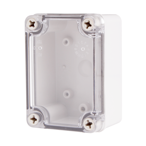 Plastic Enclosure, ABS gray body & PC clear cover, S type for Lift-off screw cover, W2.95 x L4.13 x D2.17" size, IP67