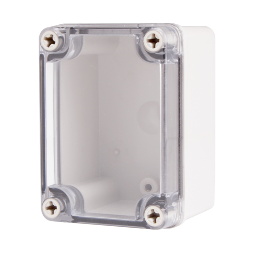 Plastic Enclosure, ABS gray body & PC clear cover, S type for Lift-off screw cover, W3.15 x L4.33 x D3.35" size, IP67 Plastic Enclosure, ABS gray body & PC clear cover, S type for Lift-off screw cover, W3.15 x L4.33 x D3.35" size, IP67