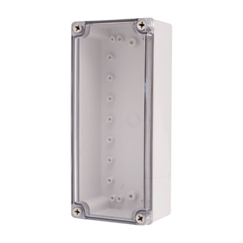 Plastic Enclosure, ABS gray body & PC clear cover, S type for Lift-off screw cover, W3.94 x L9.06 x D2.76" size, IP67