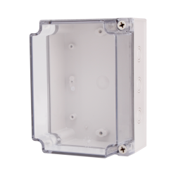Plastic Enclosure, ABS gray body & PC clear cover, S type for Lift-off screw cover, W4.92 x L6.89 x D3.94" size, IP67