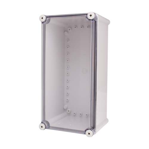 Plastic Enclosure, ABS gray body & PC clear cover, S type for Lift-off screw cover, W7.48 x L14.96 x D7.09" size, IP67