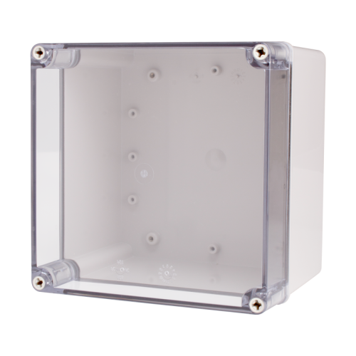 Plastic Enclosure, ABS gray body & PC clear cover, S type for Lift-off screw cover, W7.87 x L7.87 x D6.30" size, IP67 Plastic Enclosure, ABS gray body & PC clear cover, S type for Lift-off screw cover, W7.87 x L7.87 x D6.30" size, IP67