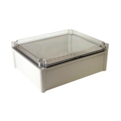 Plastic Enclosure, PC gray body & PC clear cover, S type for Lift-off screw cover, W11.02 x L13.39 x D5.12" size, IP67 (UL) Plastic Enclosure, PC gray body & PC clear cover, S type for Lift-off screw cover, W11.02 x L13.39 x D5.12" size, IP67 (UL)