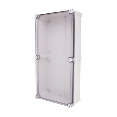 Plastic Enclosure, ABS gray body & PC clear cover, S type for Lift-off screw cover, W11.02 x L22.05 x D5.12" size, IP67