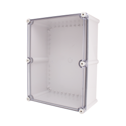 Plastic Enclosure, ABS gray body & PC clear cover, S type for Lift-off screw cover, W12.99 x L16.93 x D7.09" size, IP67