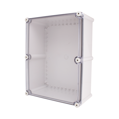 Plastic Enclosure, ABS gray body & PC clear cover, S type for Lift-off screw cover, W12.99 x L16.93 x D7.09" size, IP67 Plastic Enclosure, ABS gray body & PC clear cover, S type for Lift-off screw cover, W12.99 x L16.93 x D7.09" size, IP67