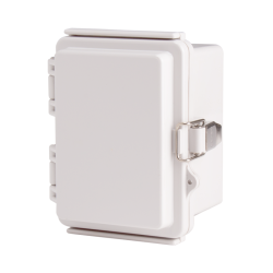 Plastic Enclosure, PC, Gray color, P type for molded hinge & stainless steel latch, W3.54 x L4.72 x D3.35" size, IP67 (UL) Plastic Enclosure, PC, Gray color, P type for molded hinge & stainless steel latch, W3.54 x L4.72 x D3.35" size, IP67 (UL)