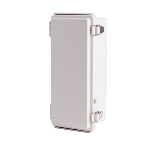Plastic Enclosure, PC, Gray color, P type for molded hinge & stainless steel latch, W4.33 x L10.24 x D3.94" size, IP67 (UL)