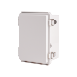 Plastic Enclosure, PC, Gray color, P type for molded hinge & stainless steel latch, W5.12 x L7.09 x D3.941" size, IP67 (UL)