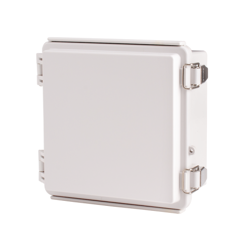 Plastic Enclosure, PC, Gray color, P type for molded hinge & stainless steel latch, W5.91 x L5.91 x D3.54" size, IP67 (UL)