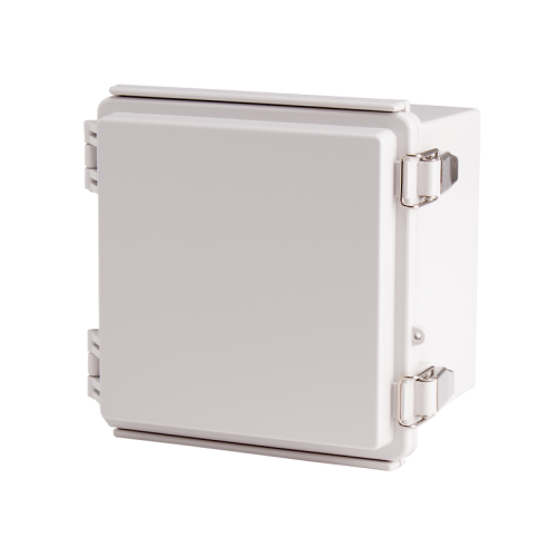 Plastic Enclosure, PC, Gray color, P type for molded hinge & stainless steel latch, W5.91 x L5.91 x D4.72" size, IP67 (UL)