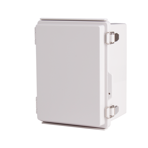 Plastic Enclosure, PC, Gray color, P type for molded hinge & stainless steel latch, W6.30 x L8.27 x D5.12" size, IP67 (UL)