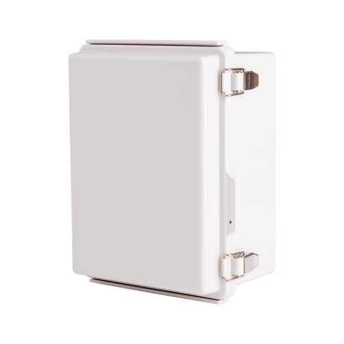 Plastic Enclosure, PC, Gray color, P type for molded hinge & stainless steel latch, W6.69 x L8.66 x D4.13" size, IP67 (UL)  [Old# BC-CGP-172211]